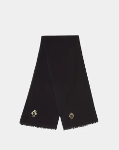 Adrien Brody Travel Collection Scarf In Navy Blue Silk And Cashmere Blend