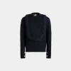 Adrien Brody Travel Collection Crewneck Sweater In Navy Blue Wool