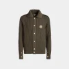 Adrien Brody Travel Collection Cardigan In Military Green Wool