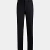 Adrien Brody Travel Collection Pleated Pants In Navy Blue Wool