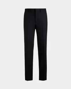 Adrien Brody Travel Collection Pleated Pants In Navy Blue Wool
