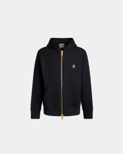 Adrien Brody Travel Collection Hoodie In Navy Blue Cashmere Blend