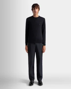 Adrien Brody Travel Collection Chino Pants In Navy Blue Wool Blend