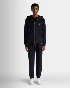 Adrien Brody Travel Collection Hoodie In Navy Blue Cashmere Blend