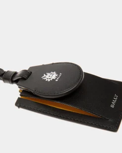 Adrien Brody Travel Collection Luggage Tag In Black And Yellow Leather