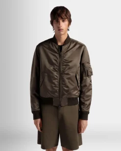 Adrien Brody Travel Collection Bomber In Military Green Nylon
