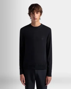 Adrien Brody Travel Collection Crewneck Sweater In Navy Blue Cashmere