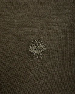 Adrien Brody Travel Collection Crewneck Sweater In Military Green Cashmere