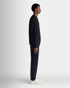 Adrien Brody Travel Collection Crewneck Sweatshirt In Navy Blue Cashmere Blend