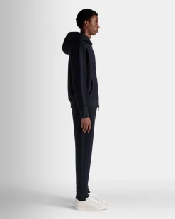 Adrien Brody Travel Collection Hoodie In Navy Blue Cashmere Blend