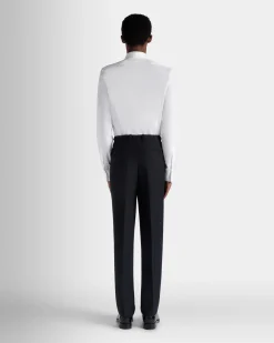 Adrien Brody Travel Collection Pleated Pants In Navy Blue Wool