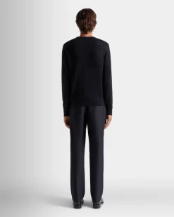 Adrien Brody Travel Collection Chino Pants In Navy Blue Wool Blend