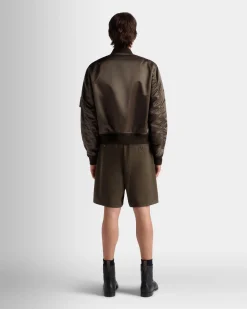 Adrien Brody Travel Collection Bomber In Military Green Nylon