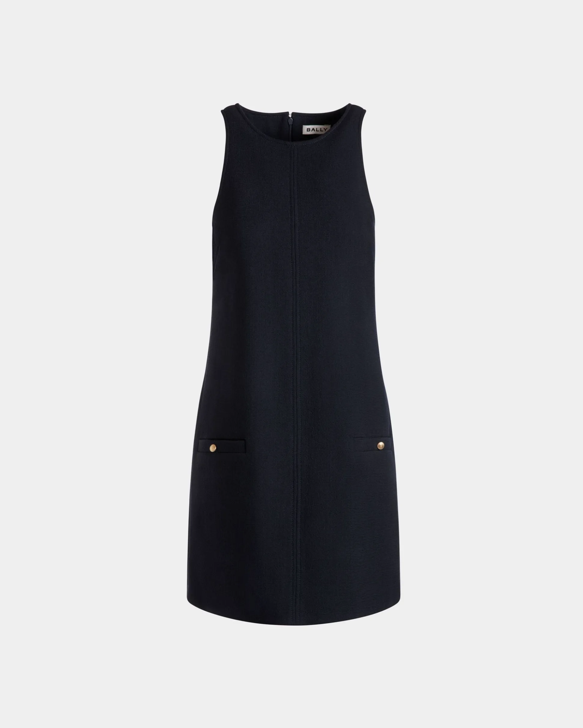 A-Line Mini Dress In Navy Blue Wool