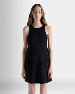 A-Line Mini Dress In Navy Blue Wool