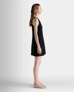 A-Line Mini Dress In Navy Blue Wool