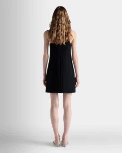 A-Line Mini Dress In Navy Blue Wool