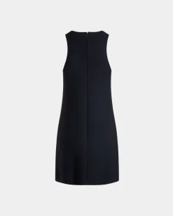 A-Line Mini Dress In Navy Blue Wool