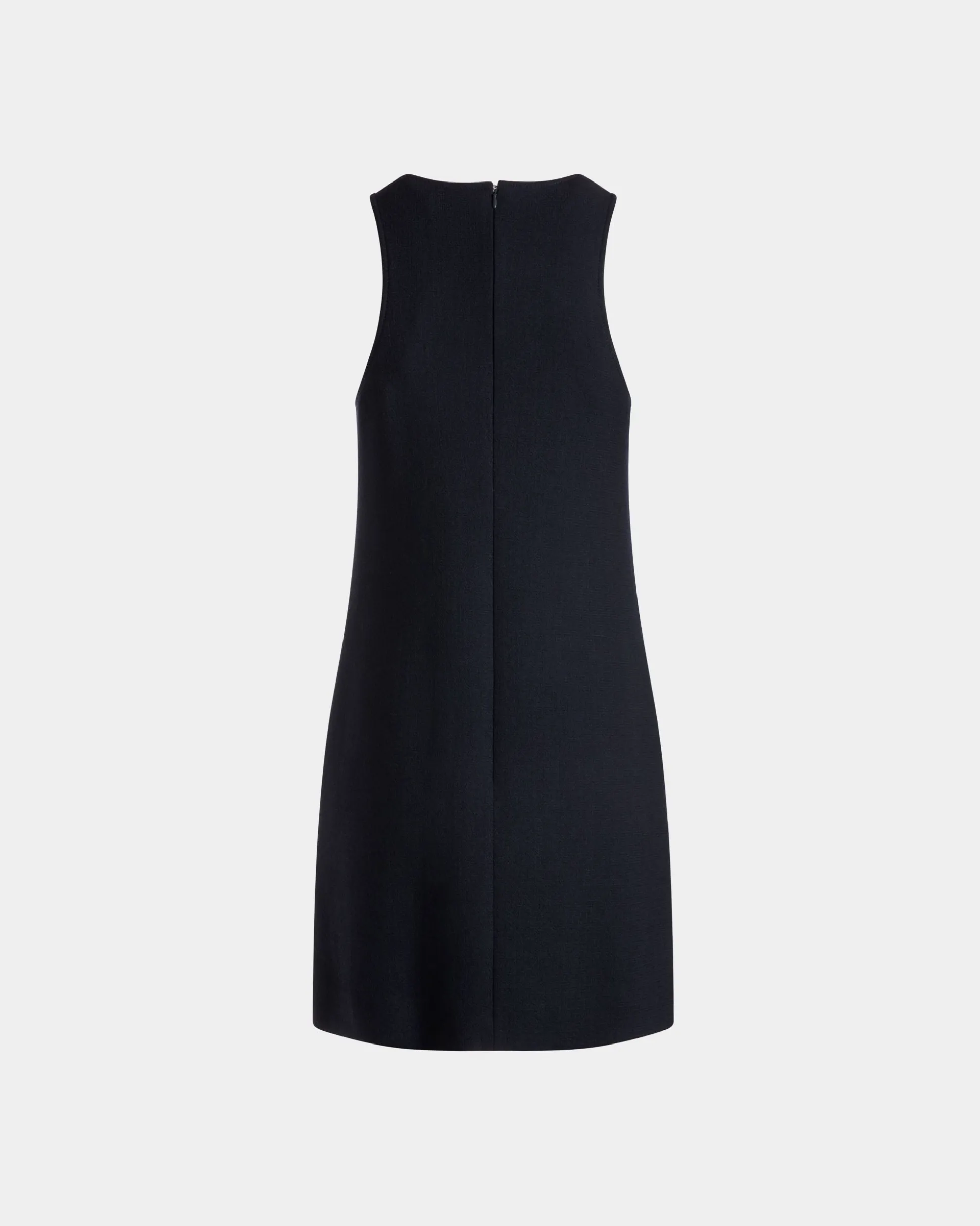 A-Line Mini Dress In Navy Blue Wool