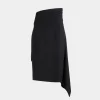 Asymmetric Midi Skirt in Black Fluid Crepe