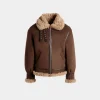 Aviator Jacket In Brown And Beige Shearling
