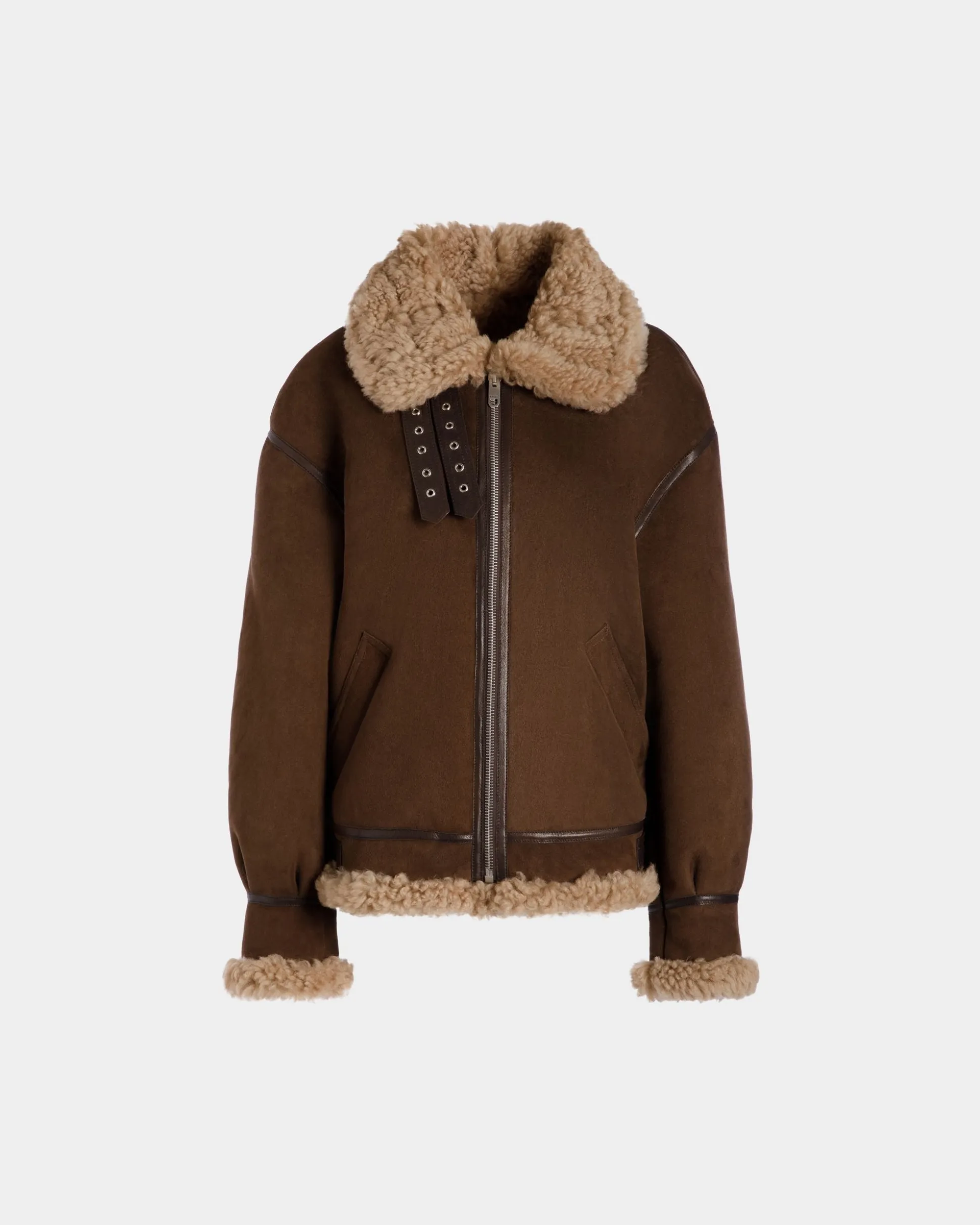 Aviator Jacket In Brown Shearling