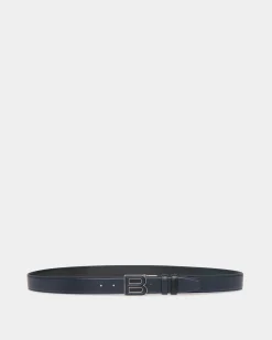 B Bold 35mm Reversible And Adjustable Belt In Navy Blue And Black Leather