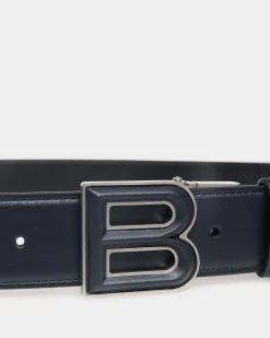 B Bold 35mm Reversible And Adjustable Belt In Navy Blue And Black Leather