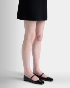 Ballyrina Flat In Black Leather