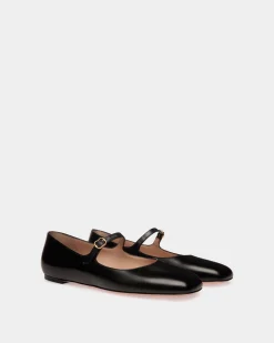 Ballyrina Flat In Black Leather