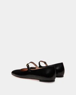 Ballyrina Flat In Black Leather