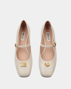 Ballyrina Mary-Jane Flat In White Leather