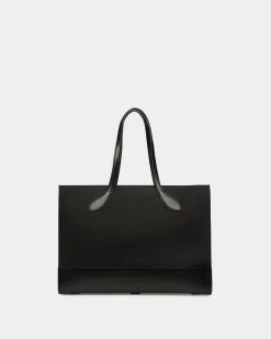 Bar Tote Bag In Black Nylon And Leather