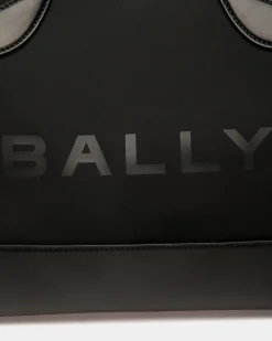 Bar Tote Bag In Black Nylon And Leather