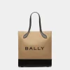 Bar Tote Bag In Sand And Black Fabric