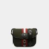 Beckett Crossbody Bag In Dark Green Wool And Leather