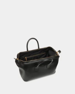 Belle Small Top Handle Bag In Black Leather