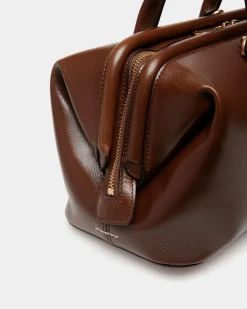 Belle Small Top Handle Bag In Marron Glacé Leather