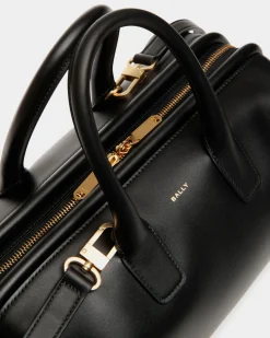 Belle Small Top Handle Bag In Black Leather