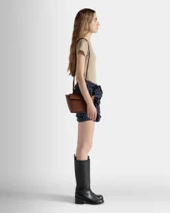 Belle Top Handle Bag in Brown Leather