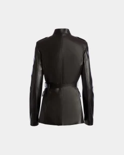 Belted Jacket In Black Leather