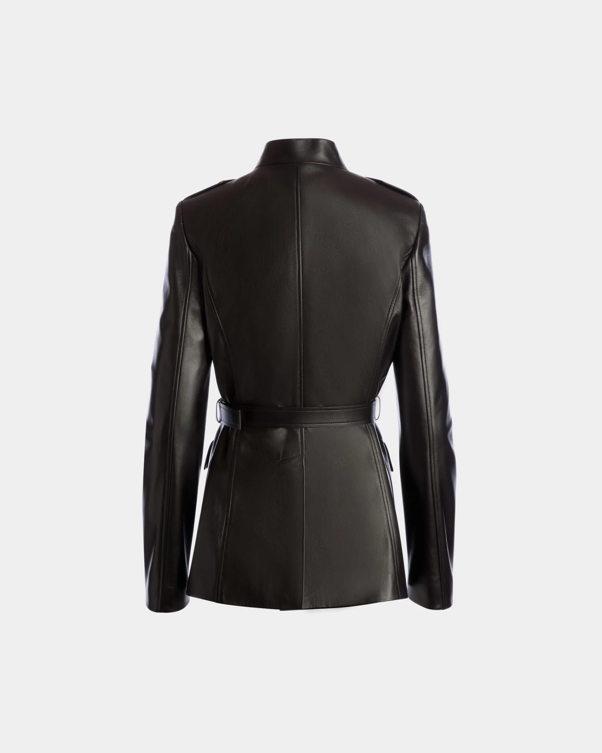 Belted Jacket In Black Leather
