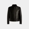 Bomber Jacket In Black Leather