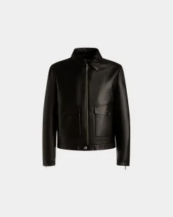 Bomber Jacket In Black Leather