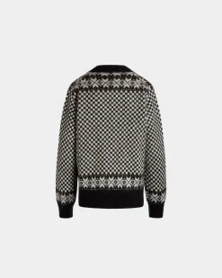 Cardigan In Black And White Mohair And Silk