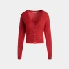 Cardigan In Candy Red Cashmere