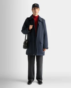Coat in Navy Blue Nylon