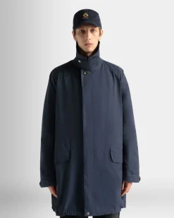 Coat in Navy Blue Nylon