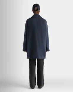 Coat in Navy Blue Nylon