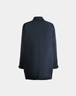 Coat in Navy Blue Nylon